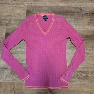Tommy Hilfiger Pink V-Neck Knit Sweater Size Medium